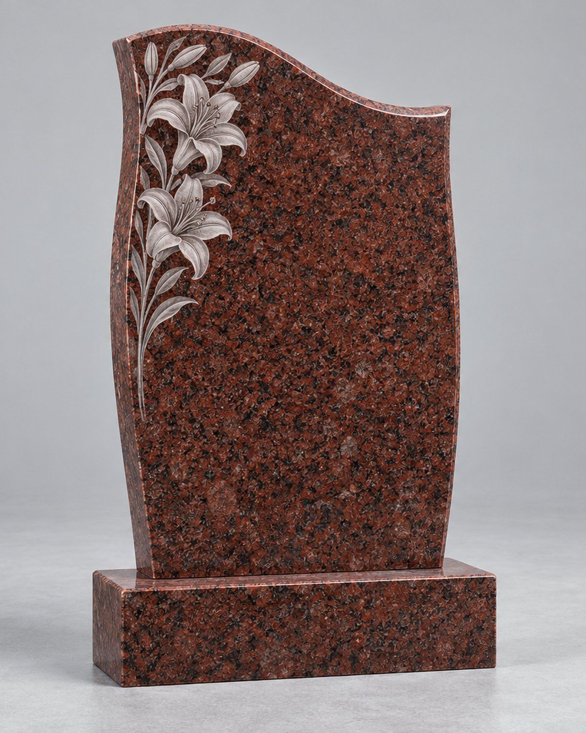 Памятник Г-110 — с лилиями, красный гранит