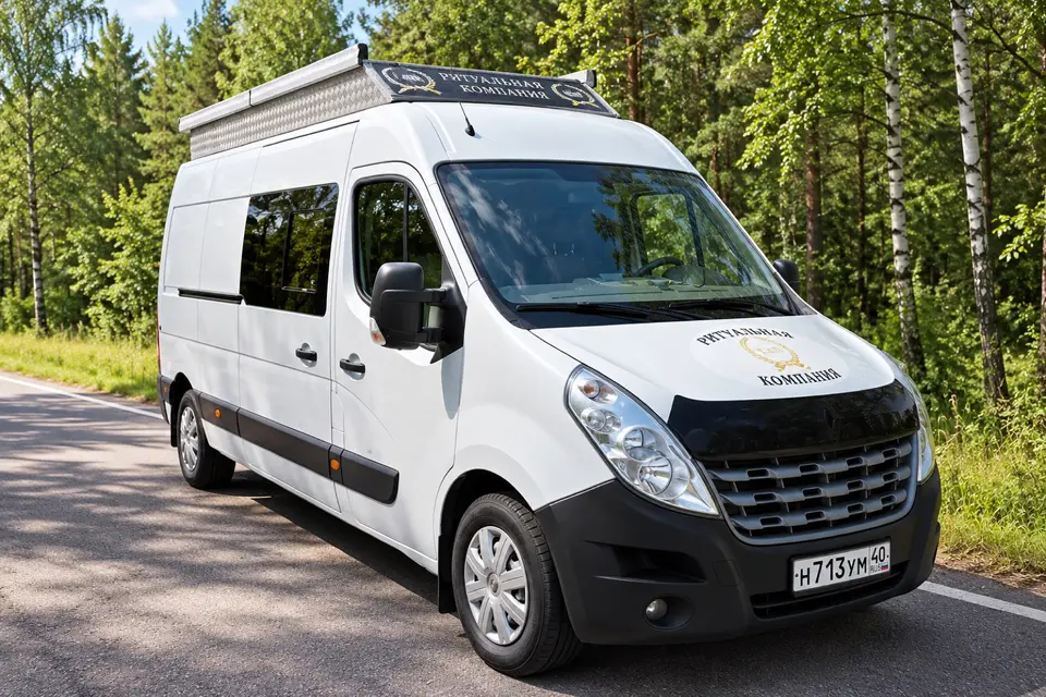 Катафалк Renault Master ритуальной компании «Ева»